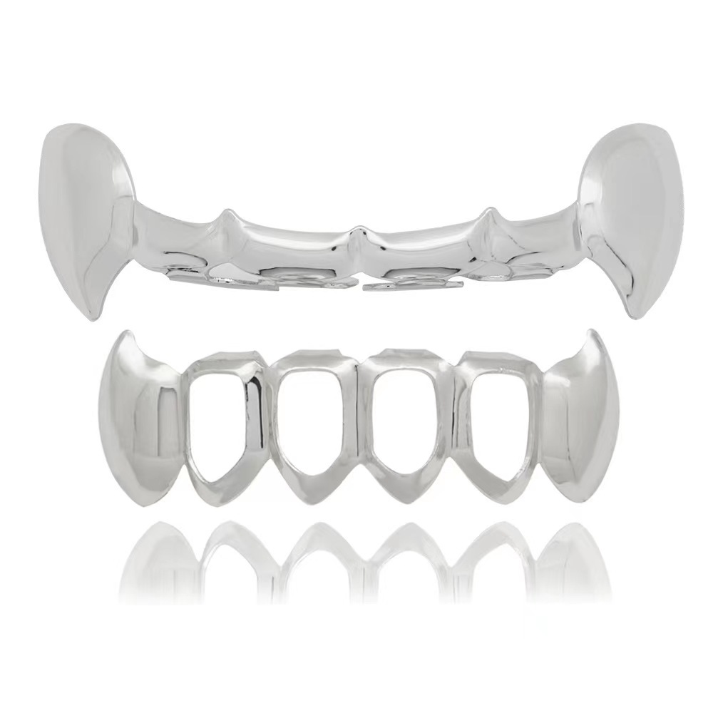 European and American hiphop glossy hollowed-out pointed braces, hip-hop braces, small tiger teeth set, vampire gold braces Application Scenario