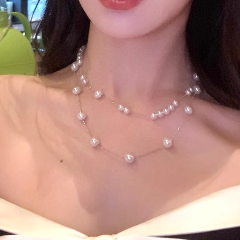 Long Shi Family Starry Sky Pearl necklace, a light luxury and niche design for women, with a grand and elegant collarbone necklace full figure