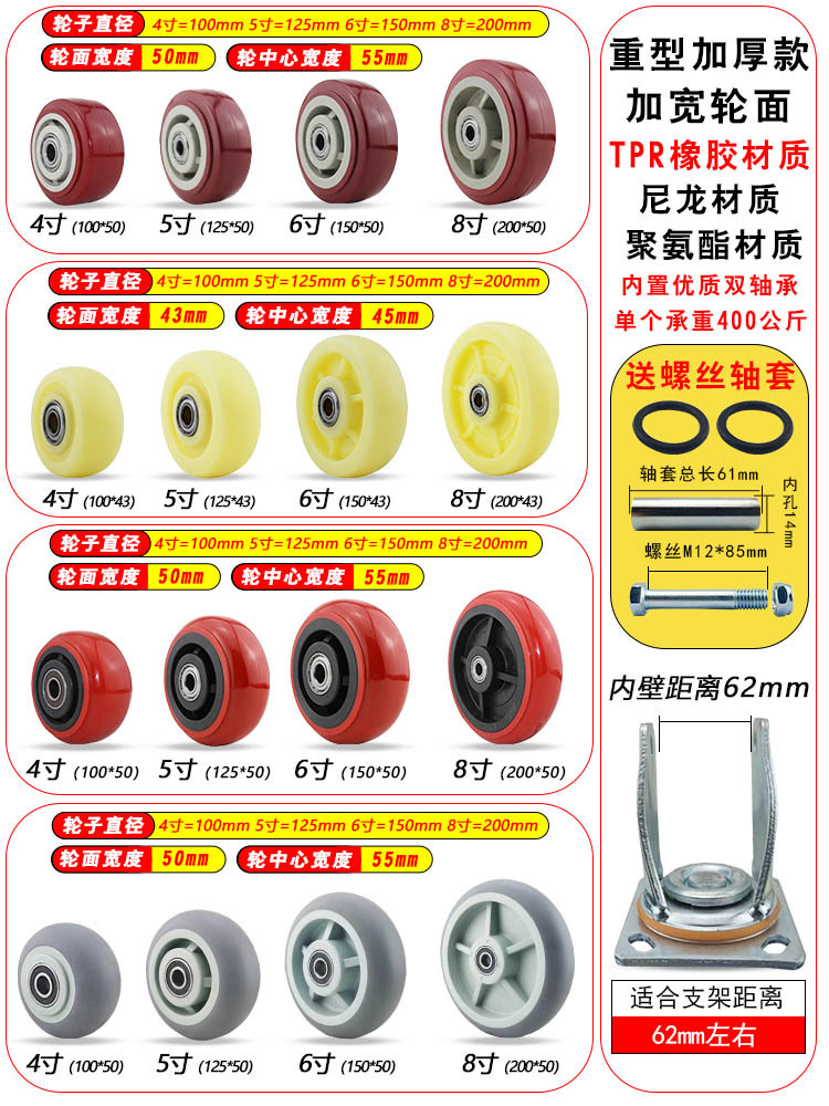 Swivel wheels, nylon wheels, 4-inch, 6-inch flatbed trolley wheels, 2-inch single-wheel wheels, 3-inch rubber heavy-duty casters Application Scenario