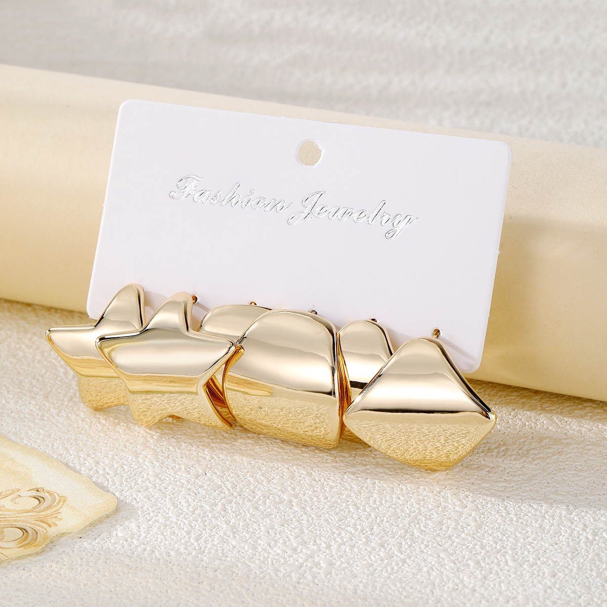 European and American cross-border jewelry exaggerated CCB earring set, creative geometric shape UV-plated ccb high-end feel ear stud earrings Specification drawing