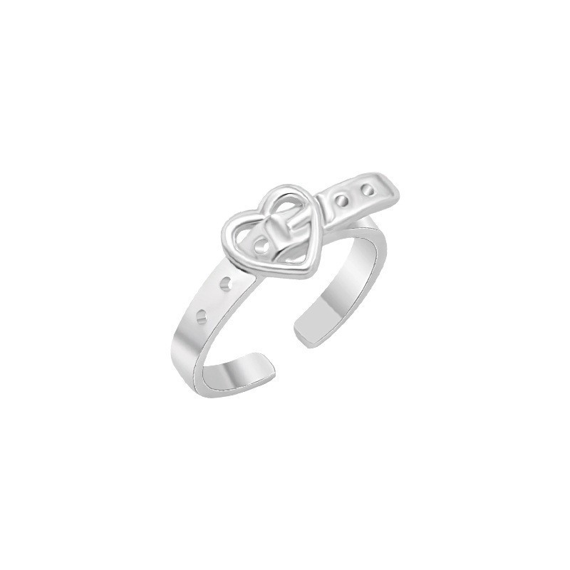 Heart-shaped belt buckle ring, ins women's fashion index finger ring, niche design, adjustable opening, simple and trendy ring Item Picture