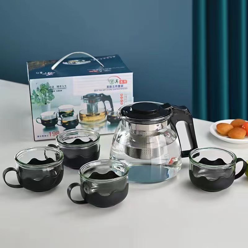 Large-capacity teapot sets, printed water bottles, event gifts, household high-appearancelevel glass tea sets and water cups wholesale full figure