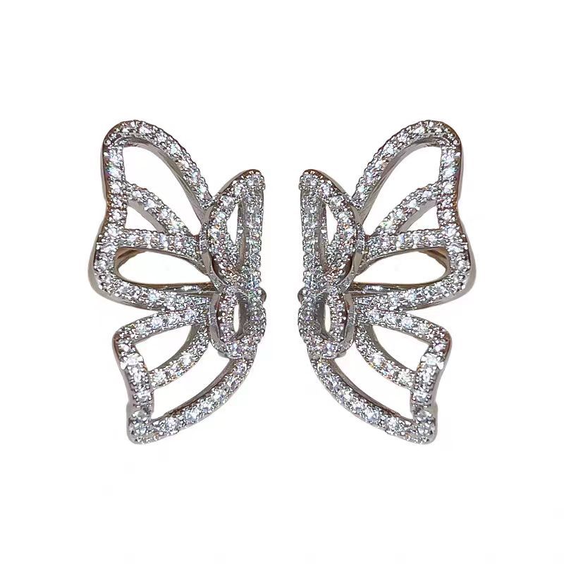 Super dazzling ~ Light luxury butterfly ear clips, new women's ear bone clips, niche design earrings, high-end earrings Item Picture