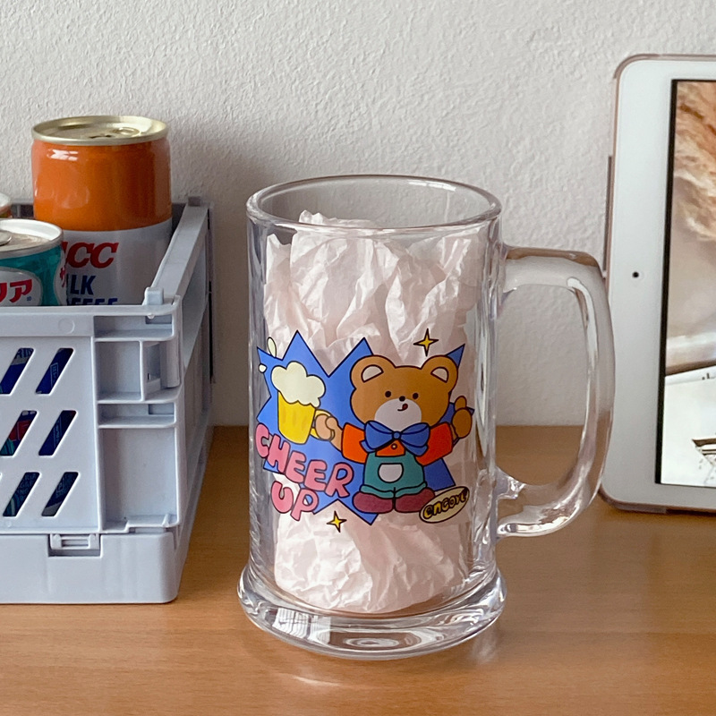 Bolimei designer glass beer mugs, large-capacity water cups, milk tea cups, cold drink juice cups, cold brew cups full figure