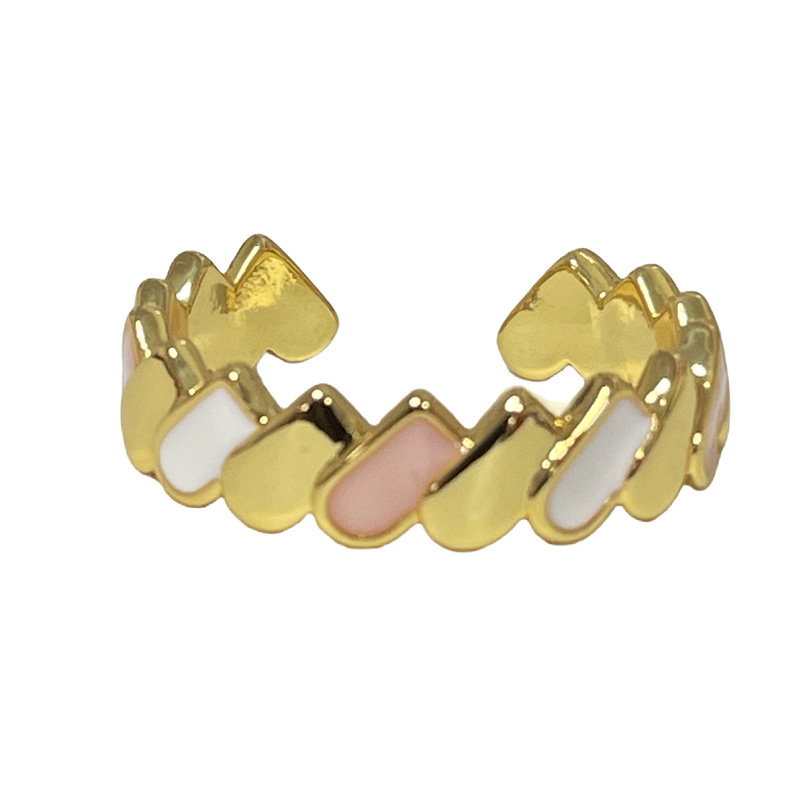 Sweet and cool girlish pink diamond zircon open ring, a unique and exquisite cross-cold style design for women Item Picture
