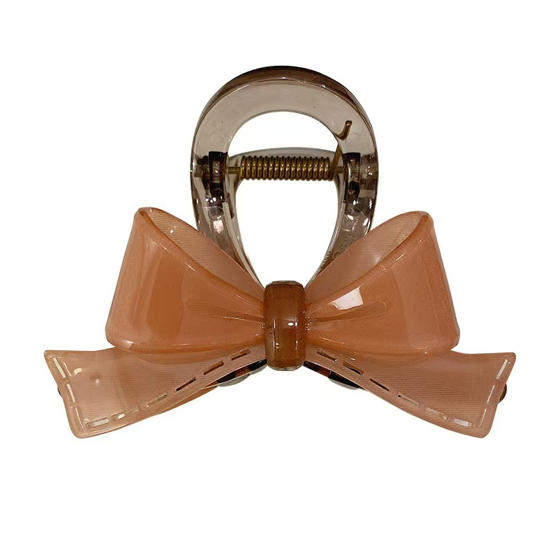 Korean acetic acid high-end three-dimensional double-sided hair clip, jelly-like bow shark clip, exquisite and elegant color matching grab clip Item Picture