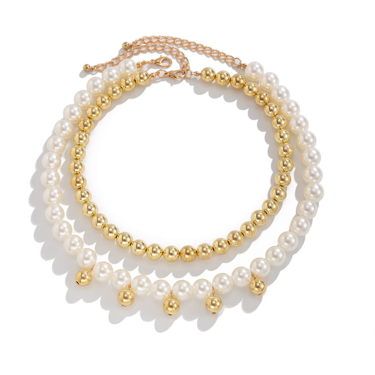 European and American cross-border beach-style shell, starfish and conch pendant necklace, simple imitation pearl CCB beaded collarbone chain for women Item Picture