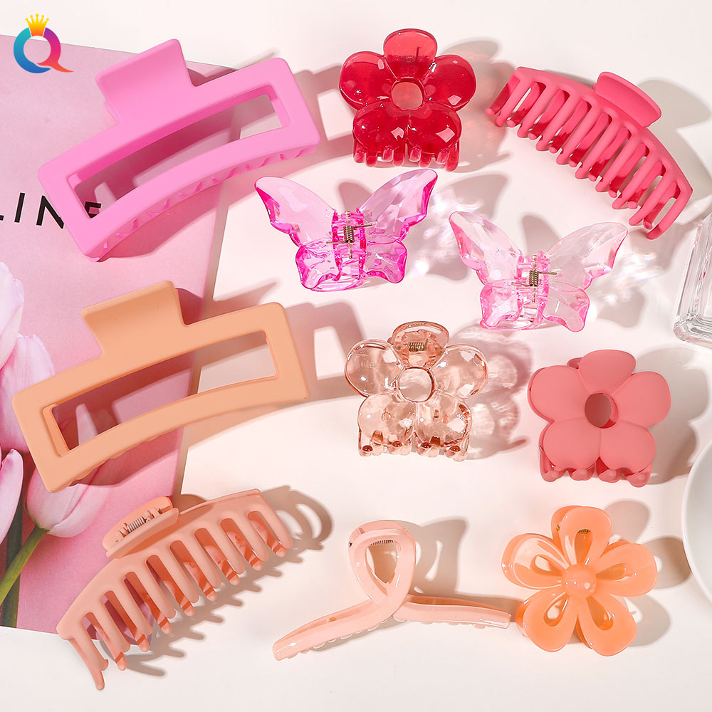 Qiyue Cross-border Pink Series cute hair clips, ins shark clips, hairpins, hair grabbers, hair clips, hair accessories wholesale Specification drawing