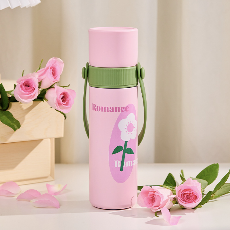 New cartoon double drinking cup, 316 stainless steel insulated cup, Yujian Meihao handle cup, portable straw cup details Picture