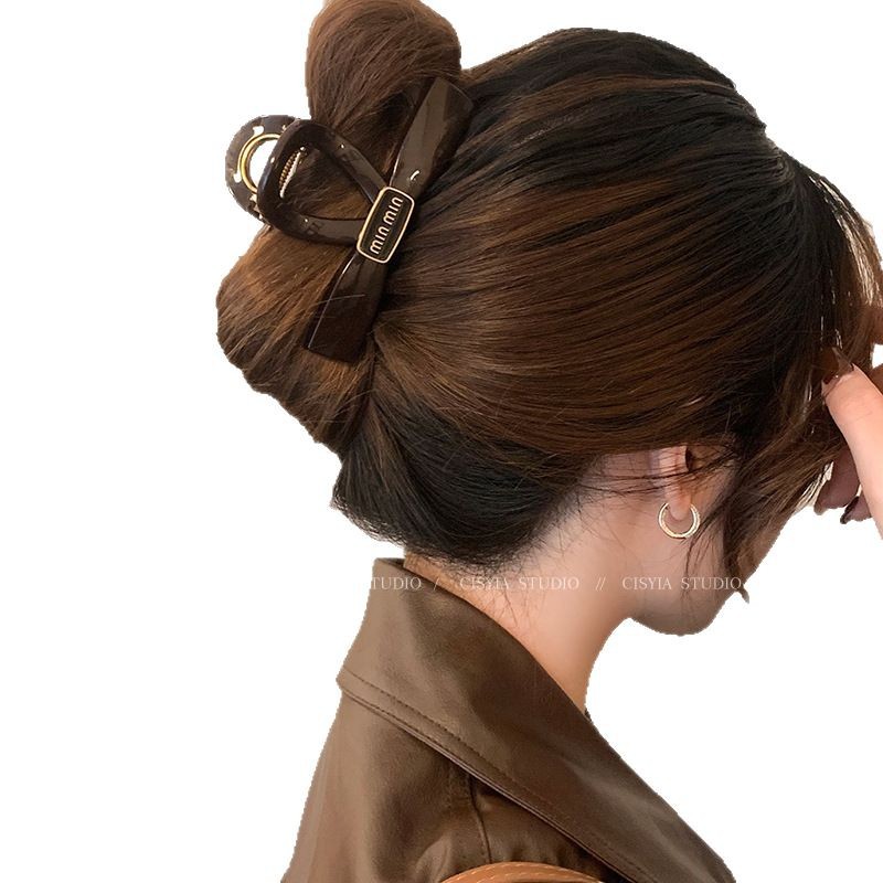 miumiu bow tie hair clip, large new bow tie hair bun, back of the head, high-end letter shark clip Item Picture