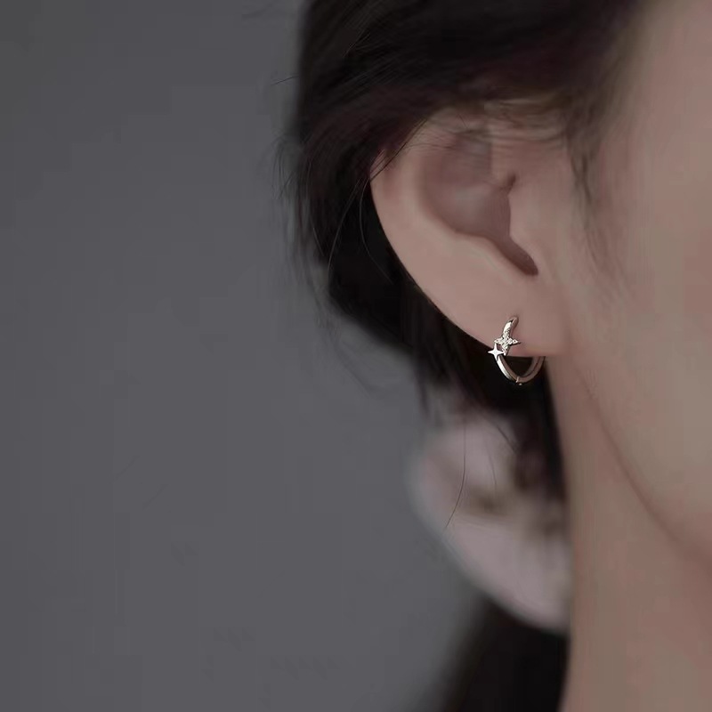 Star ear studs, a niche design for women with a slightly diamond-encrusted star stud, are a new type of light luxury and high-end spring/summer earrings for 2025 Specification drawing