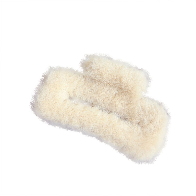 Autumn and winter plush rectangular hair clip, women's back head updo hair clip, new shark clip, stylish and laid-back hair clip headwear Item Picture