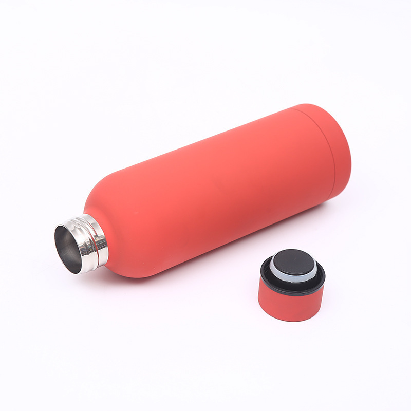 Cross-border 304 stainless steel vacuum small-mouth bottle, solid-color portable insulated cup, large-capacity rubber paint sports water cup Item Picture