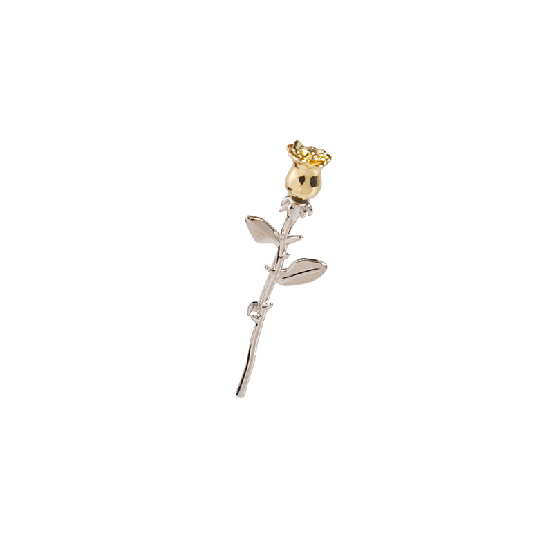 European and American retro metal three-dimensional rose brooch, suit cardigan, overcoat, niche pin, simple and elegant accessory Item Picture