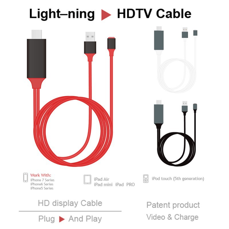 The light-ning to hdmi screen projection adapter cable is suitable for converting iphones to high-definition TV screens details Picture