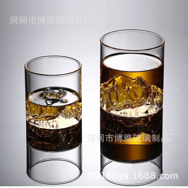 Creative mountain-viewing cup, Glass Peak Storage cup, personalized whisky wine glass, high-temperature resistant glass tea cup, popular Japanese style details Picture