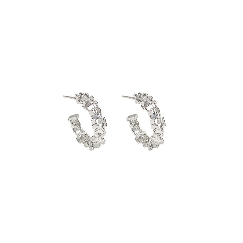 S925 Silver needle and broken silver, a few pairs of C-shaped earrings, a niche design for women, versatile and simple, a popular online celebrity earrings wholesale Item Picture