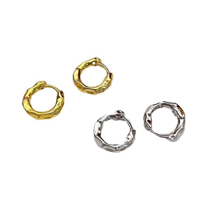European and American metal texture ear studs, high-quality ear rims, simple and cold style, high-end ear buckles, niche design earrings, trendy for women Item Picture