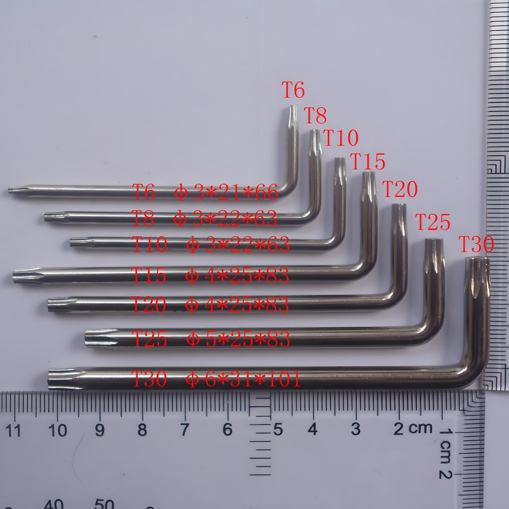 Mixing type box wrenches T3, T4, T5, T6, T7, T8, T9, T10, T15, T20L type perforated cross-shaped wrenches set RoHS details Picture