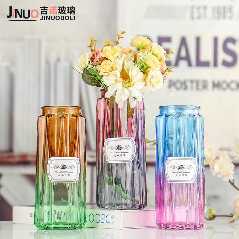 Home decoration vases, colored glass handicrafts, vase ornaments, vase decorations, floor-standing glass bottles details Picture