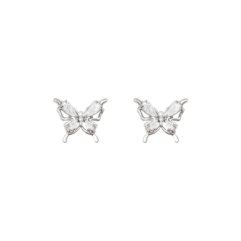 The super ethereal butterfly pearl earrings are fashionable, stylish and high-end for women. The exquisite and small zircon stud earrings are versatile earrings Item Picture