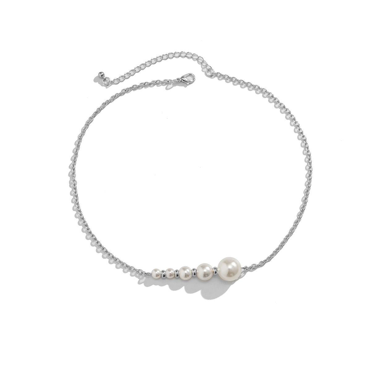 European and American cross-border jewelry, simple design sense, single-layer collarbone chain, cold style necklace, elegant pearl imitation necklace for women Item Picture
