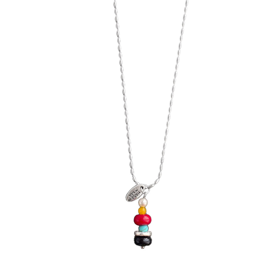 Wishing Tower color-blocking beaded pendant necklace for women, Korean niche design sense rice bead chain, fashionable and versatile collarbone chain Item Picture