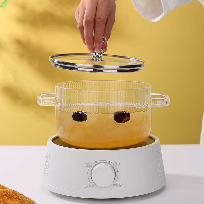 Little Bear high borosilicate soup bowl, high-temperature resistant glass bowl, household microwave instant noodle bowl with lid, large soup basin, double-ear pot Application Scenario