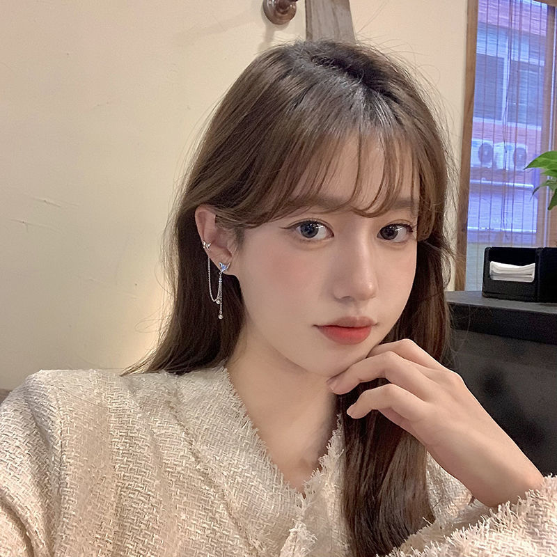 Three-piece set of ear bone clips, pearl butterfly ear studs, women's 2025 new trendy earrings, niche design sense, elegant earrings Specification drawing