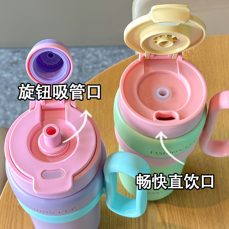 Internet-famous large-capacity ice cup, double-drinking cup with straw, stainless steel insulated cup, student high appearance level planet coffee cup Specification drawing