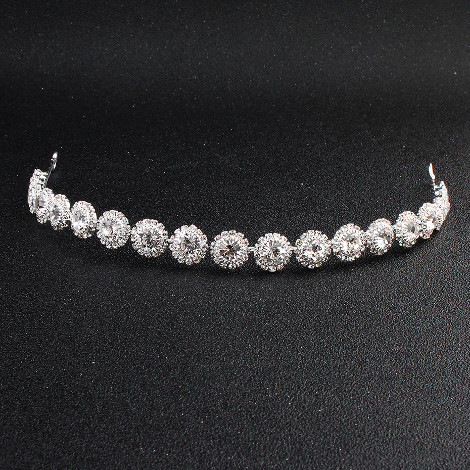 Mianino's new versatile hair band with round rhindiamond design, soft chain headband, wedding and banquet headwear accessories wholesale Specification drawing