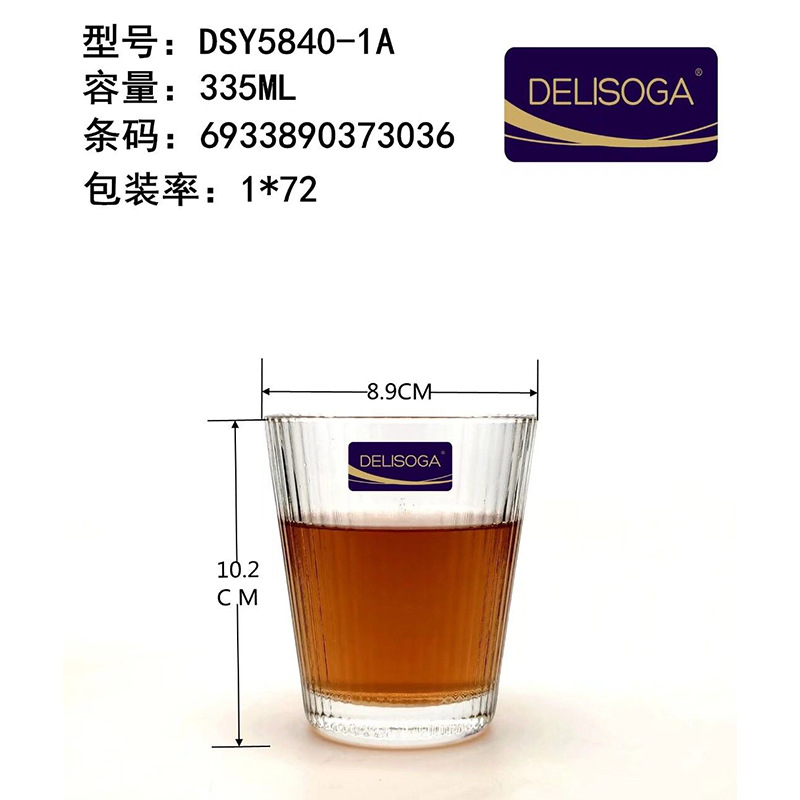 Creative Japanese-style hammer-patterned cups, high-temperature resistant large-capacity glass water cups, household transparent beer mugs, juice drink cups Item Picture