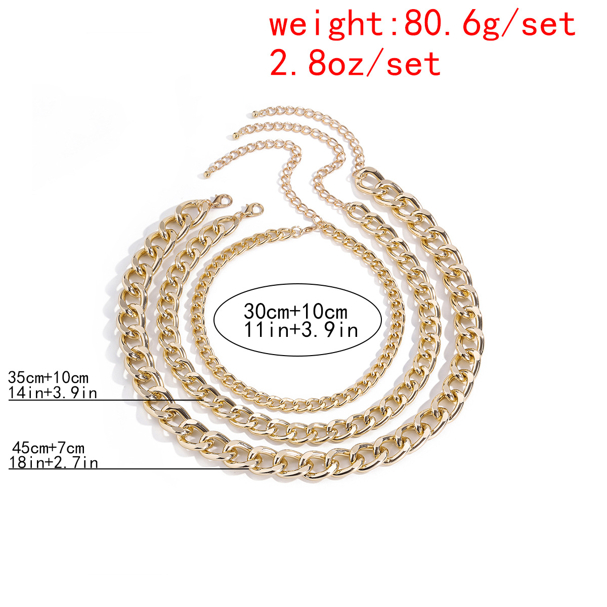 European and American cross-border jewelry autumn creative new aluminum chain set necklace, exaggerated and trendy women's set necklace Item Picture