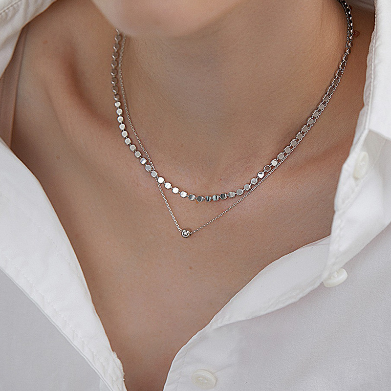 Fashionable and classic, niche double-layer beaded necklace for women, minimalist and versatile, light luxury collarbone chain sweater chain, Instagram full figure