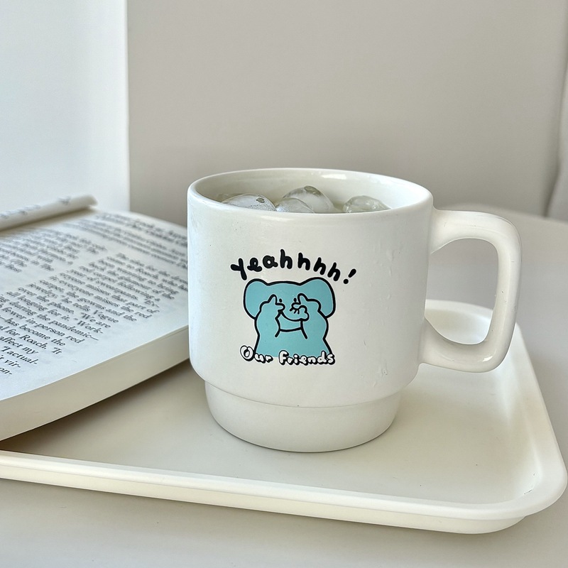 Self-made InS-style high-appearant-level cartoon simple ceramic cups, mugs, cartoon coffee cups, couple gifts, water cups details Picture
