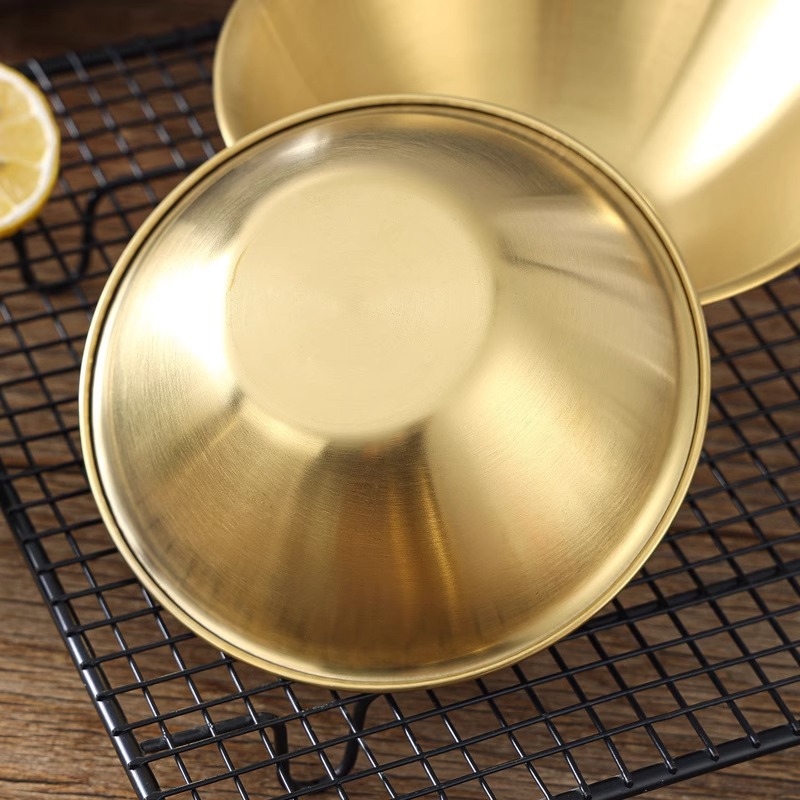 Stainless steel salad bowl, single-layer V-shaped dessert bowl, Korean ramen bowl, hotel golden seasoning bowl, commercial snack bowl Application Scenario
