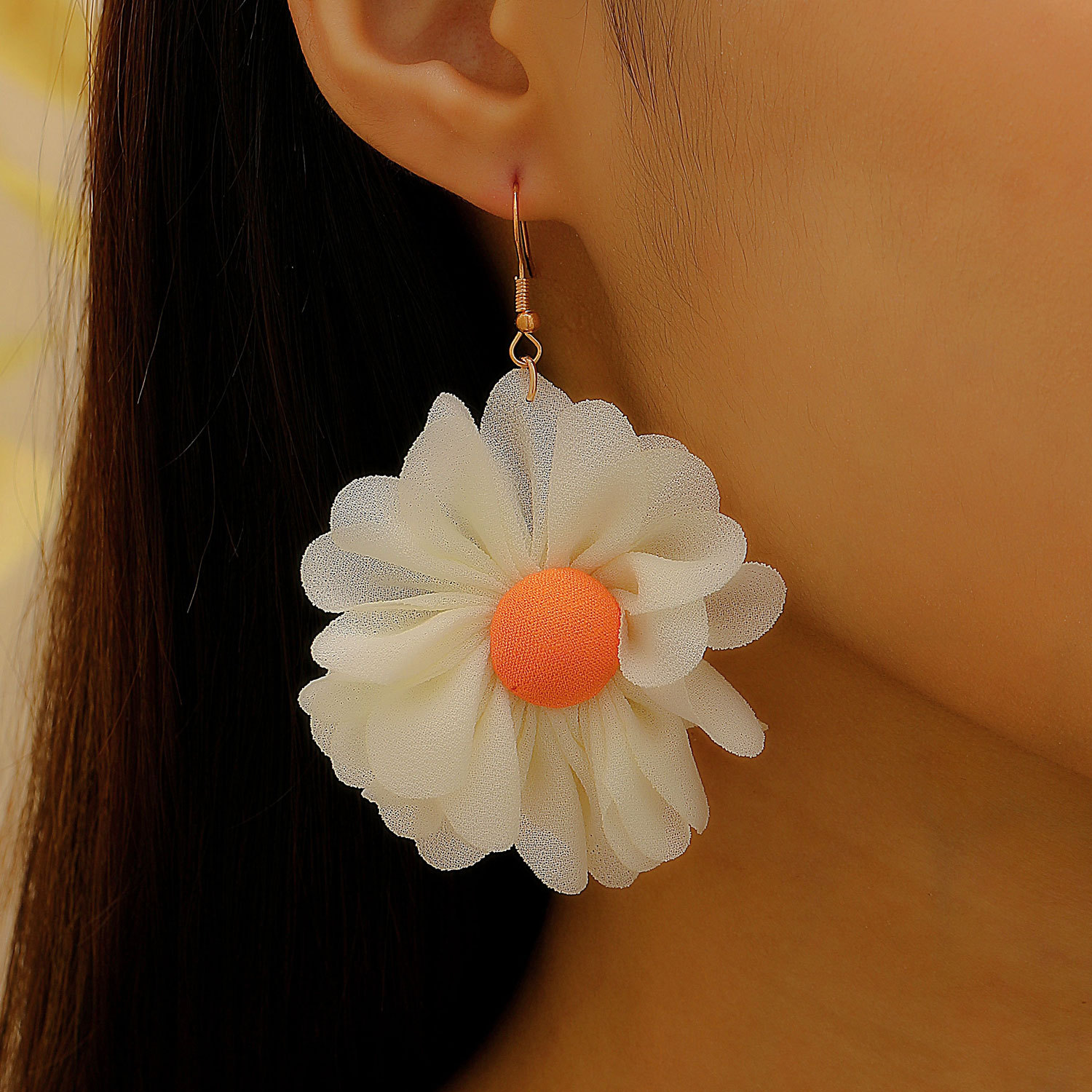Cross-border TEMU Bohemian-style frellia textile earrings, women's beach and seaside matching earrings, fresh and cute details Picture
