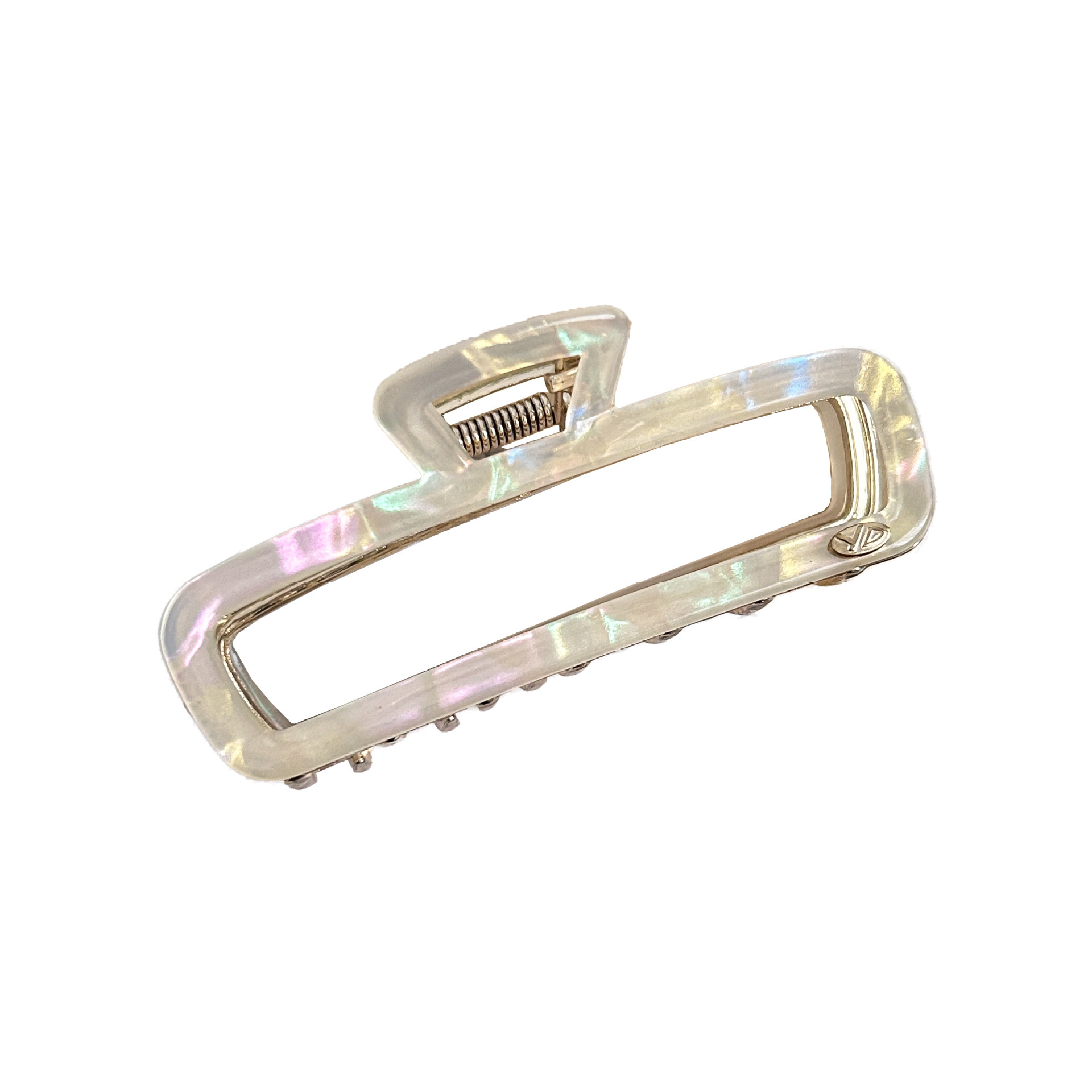 Medium-sized hollowed-out acetate square gripper, high-end metal style, shark clip, elegant French back of the head hair clip Item Picture