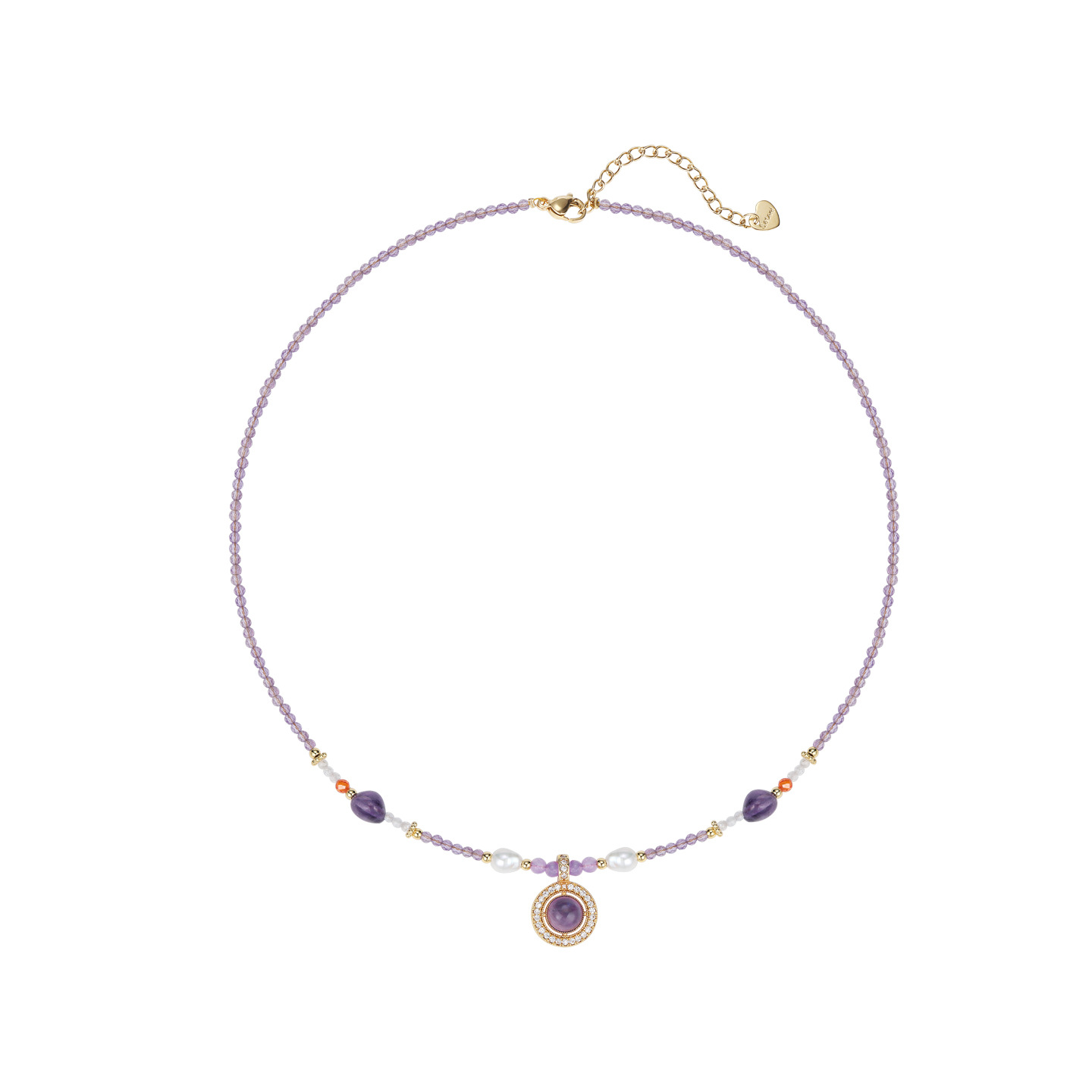 Dopamine amethyst Zircon beaded necklace for women, a light luxury, niche and high-end collarbone chain, a retro and exquisite necklace Item Picture