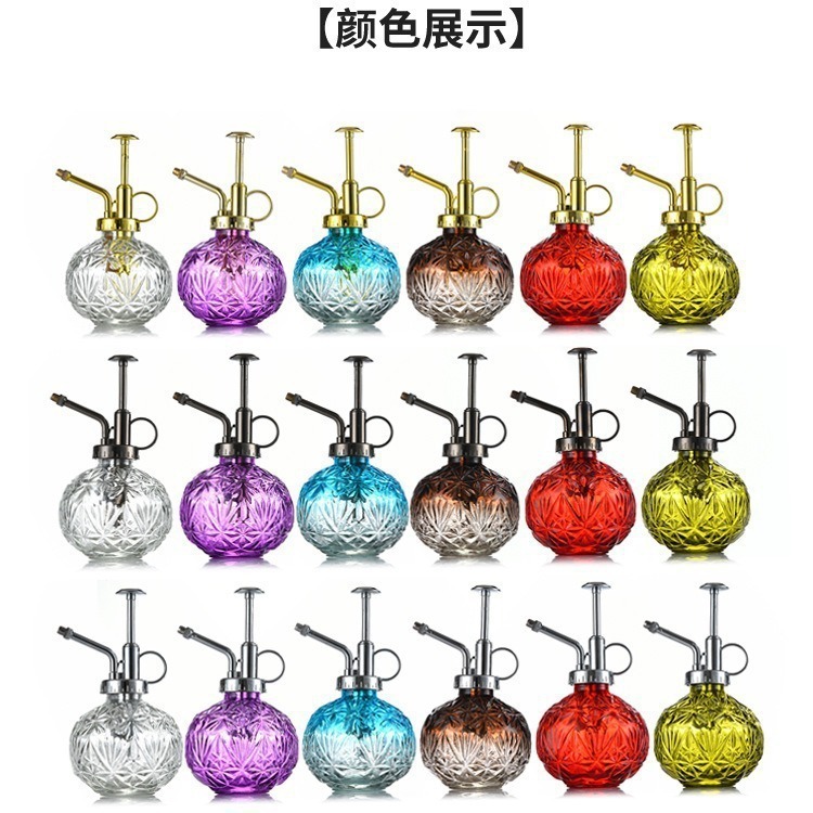 Retro glass spray bottle, creative transparent diamond-shaped watering pot, succulent potted watering pot, indoor gardening tools wholesale Specification drawing