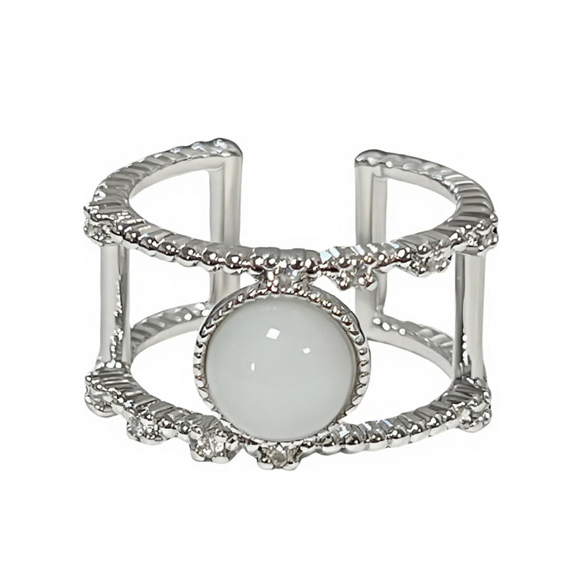 The new simple and plain ring with a heart moonstone open ring is a versatile and fashionable, cold and unique ring trend for women Item Picture