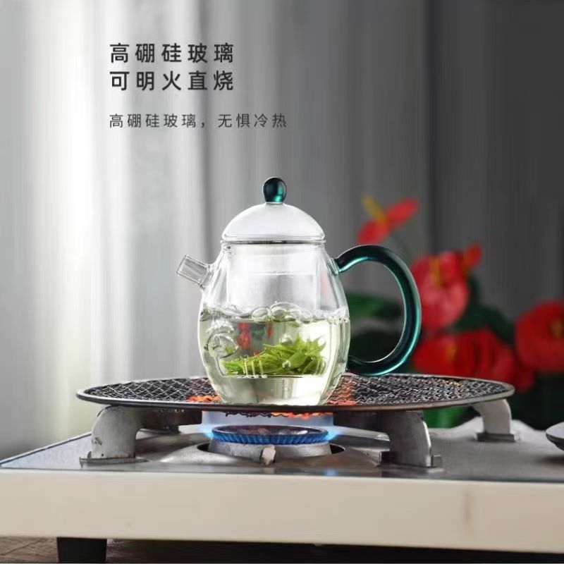 Glass teapot, dragon egg teapot, mini small single teapot, single-person high borosilicate teapot, transparent Gongfu tea set Specification drawing