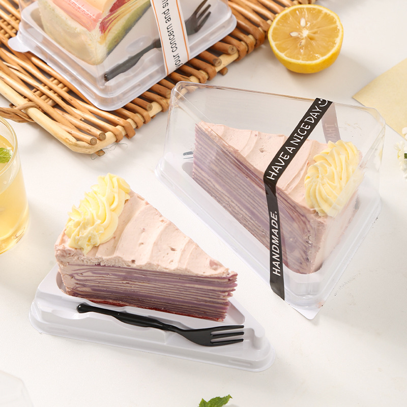 Japanese-style triangular cake box, 8-inch cut and packed box, mille-feuille mousse cut box, disposable baking packaging box Application Scenario