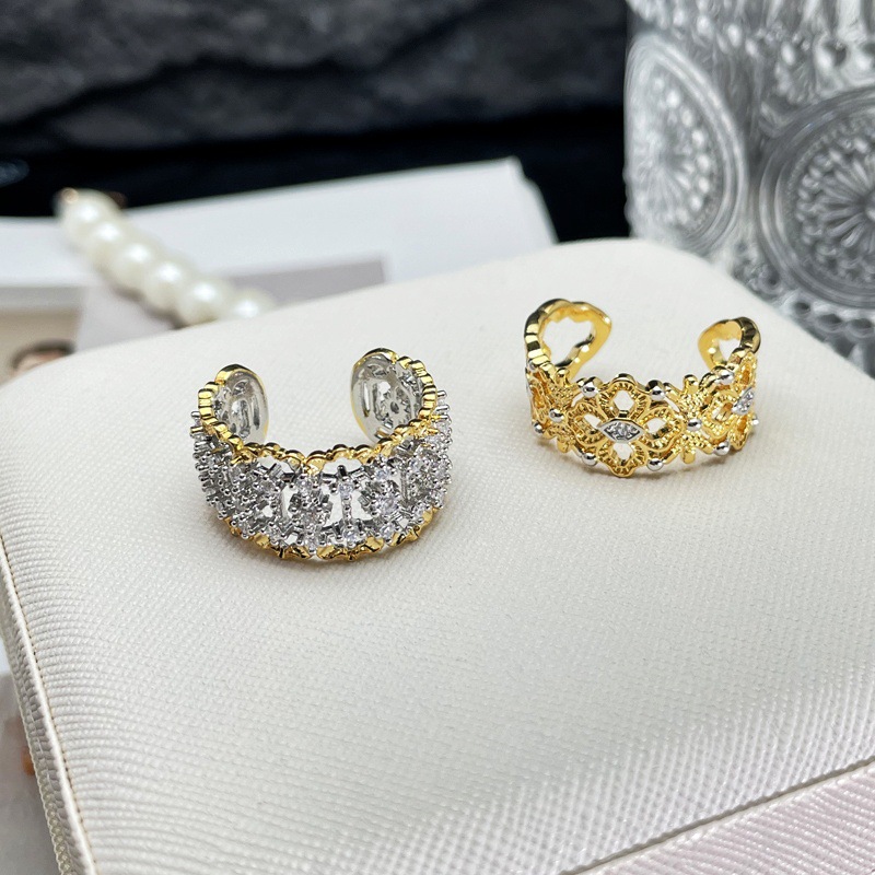 Retro court-style hollowed-out lace opening ring for women, a cold and fashionable, niche and individualistic index finger ring Specification drawing