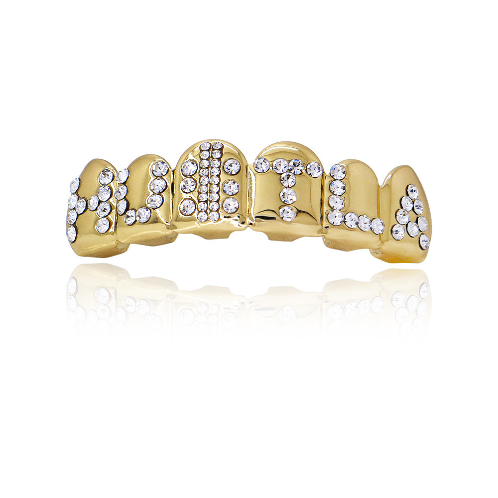 2024 Cross-border trend new hip-hop braces with gold dots, diamonds, golden teeth, hiphop punk Halloween details Picture