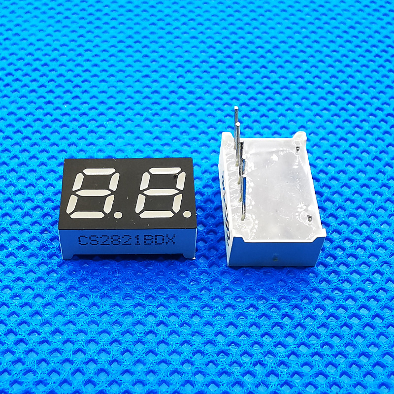 0.28-inch single-row pin digital tube blue 2-digit CS2821BDX-5 two-pin blue light display module Specification drawing