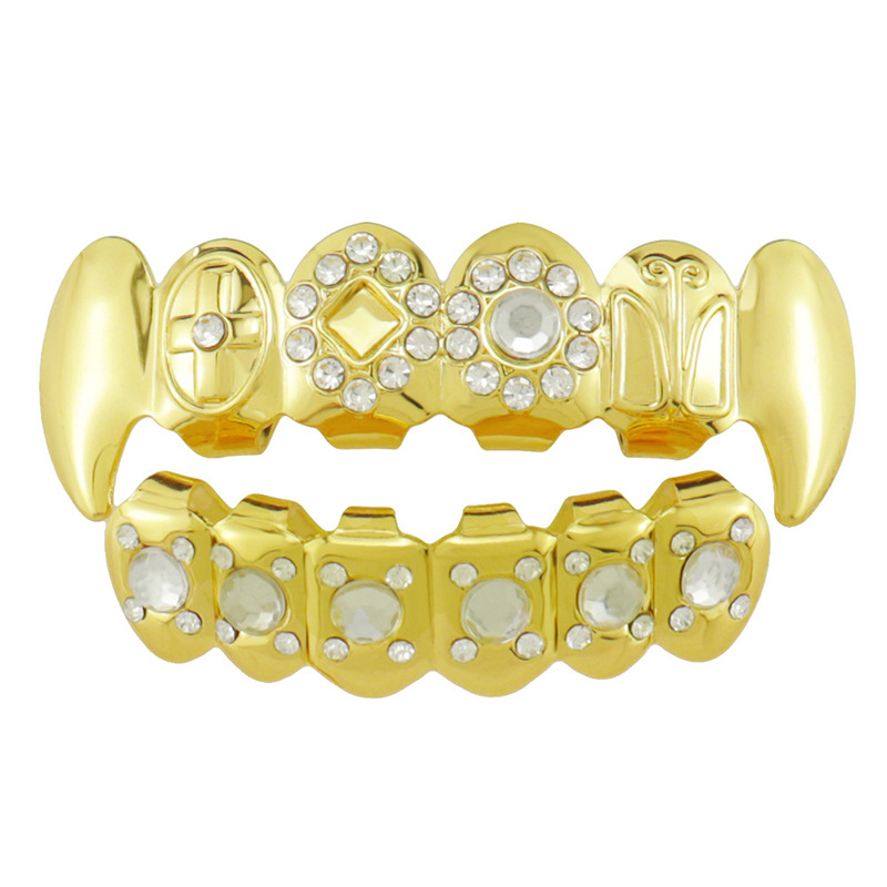 Hip-hop European and American braces, hip-hop micro-inlays zircon braces, Halloween vampire, exaggerated personality hip-hop braces full figure