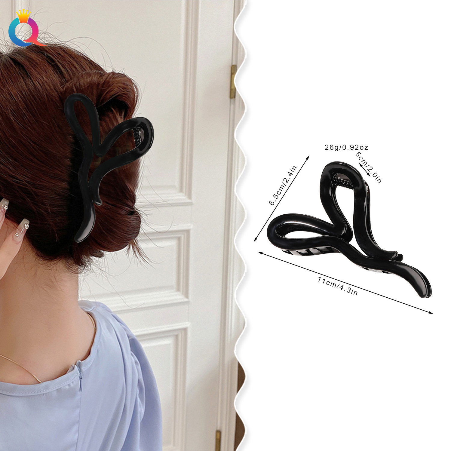 Wholesale of Qiyue large heart-shaped hair clips, hair curls, hair grabbers, summer high-end women's semi-tied hair, shark clips, and hair accessories details Picture