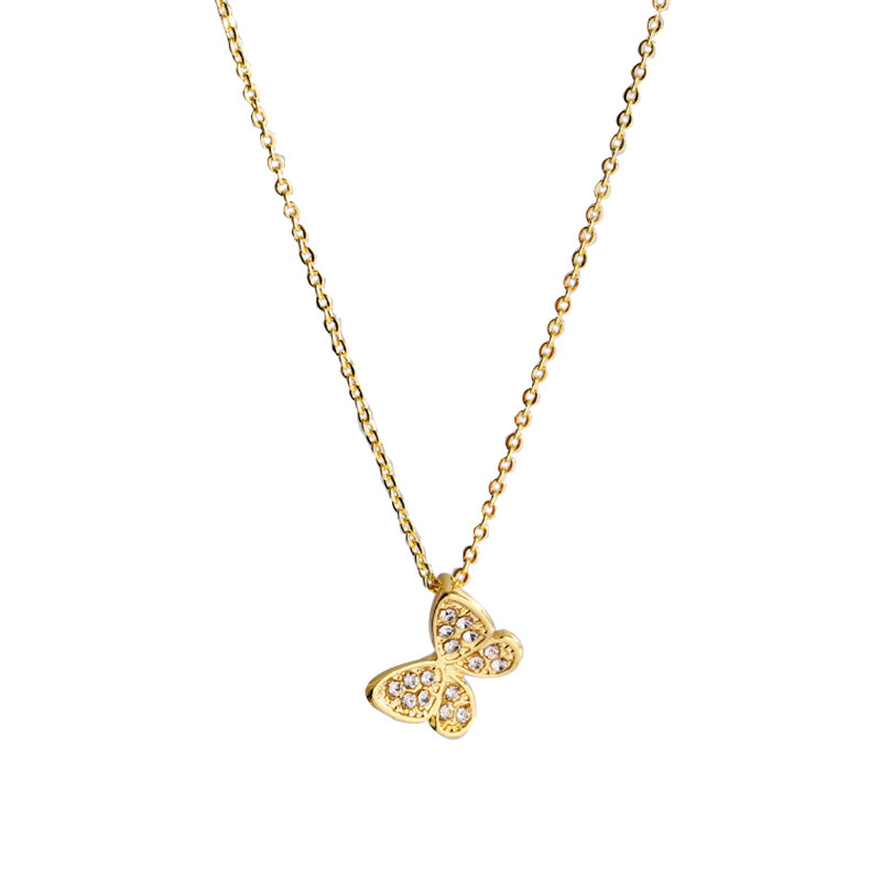 Student sweet butterfly pendant necklace, women's light luxury niche collarbone chain, 2024 new style collarbone chain accessory wholesale Item Picture