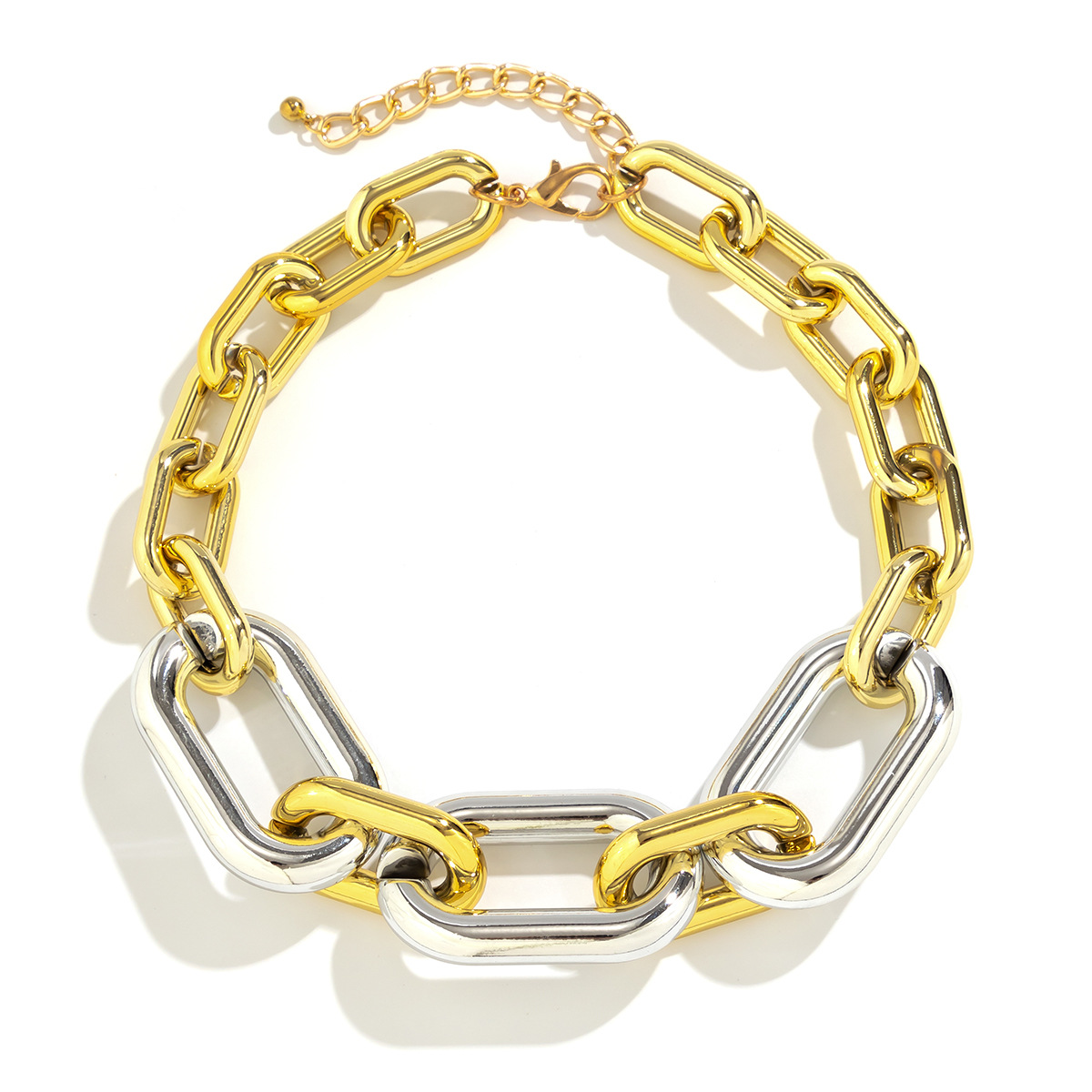 European and American cross-border accessories exaggerated hip-hop thick chain punk necklace necklace geometric buckle simple necklace for women Item Picture